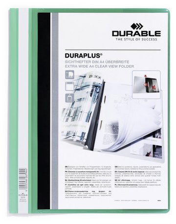 Durable Duraplus Carpeta De Fastener - Para Formato A4+ - Compartimento Interior - Tapa Posterior De Color Verde