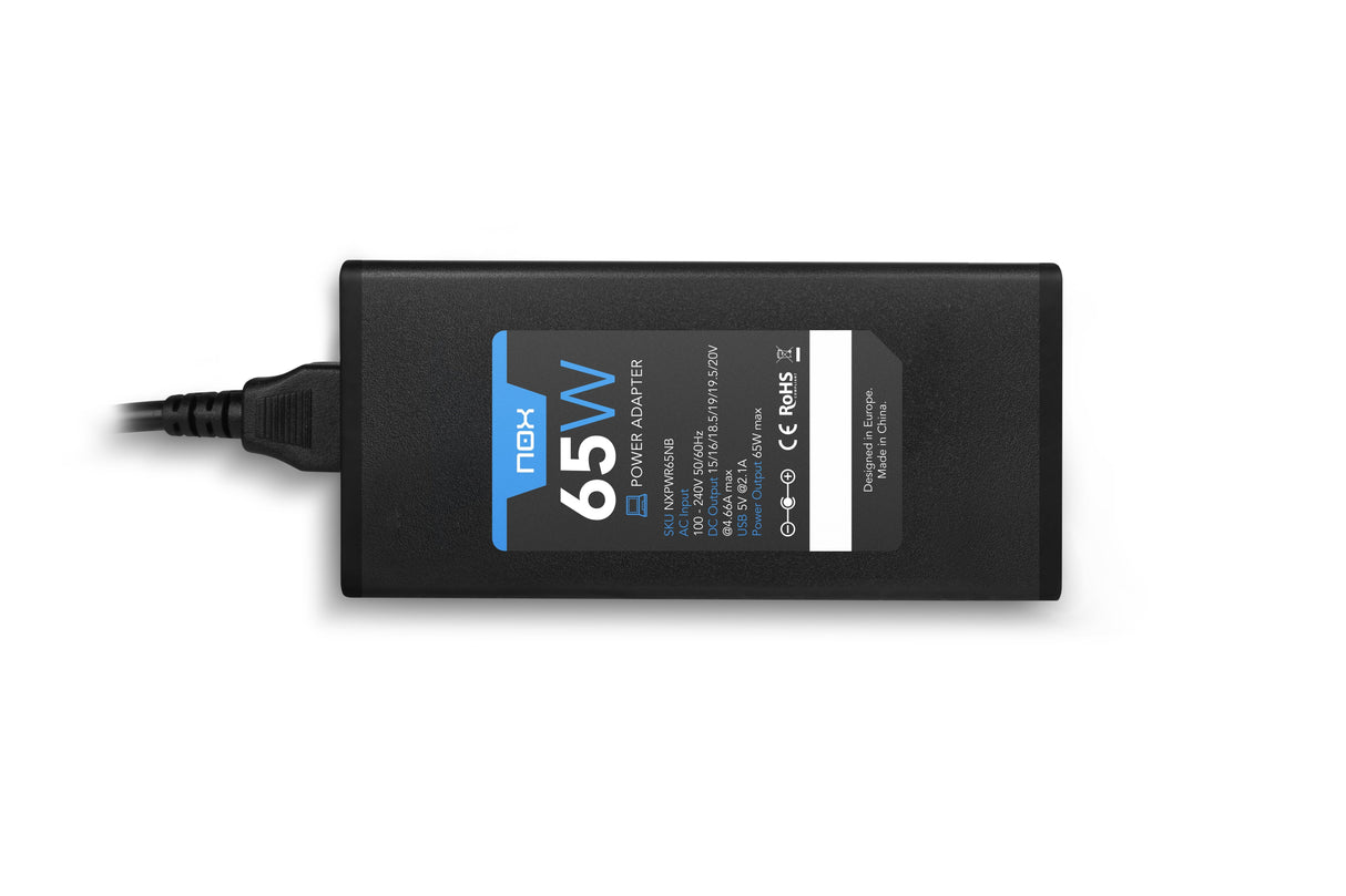 Nox Cargador Universal Port 65w Automatico Para Notebook / 10 Conectores / Toma Usb Nxpwr65nb