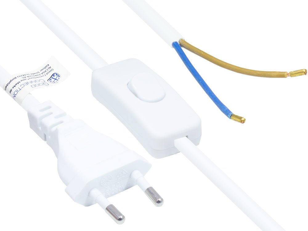Good Connections Euro-Cable De Alimentación An Open End Blanco 1,5m