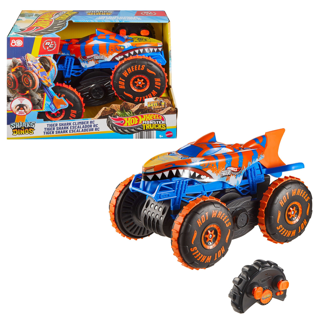 Hot Wheels Monster Trucks Tiger Shark Climber 1:15, Rc Jfr39