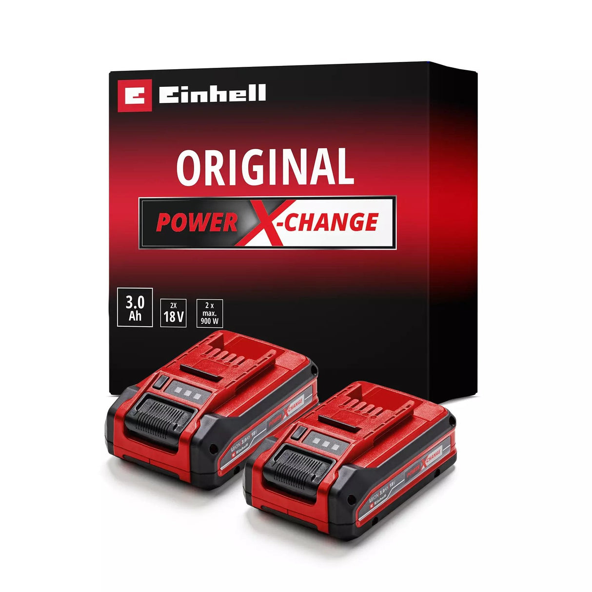 Einhell Akku Power-X-Change Plus Twin-Pack 18volt 3,0ah (Rojo/Negro, 2 Stück, Ohne Ladegerät) 4511631