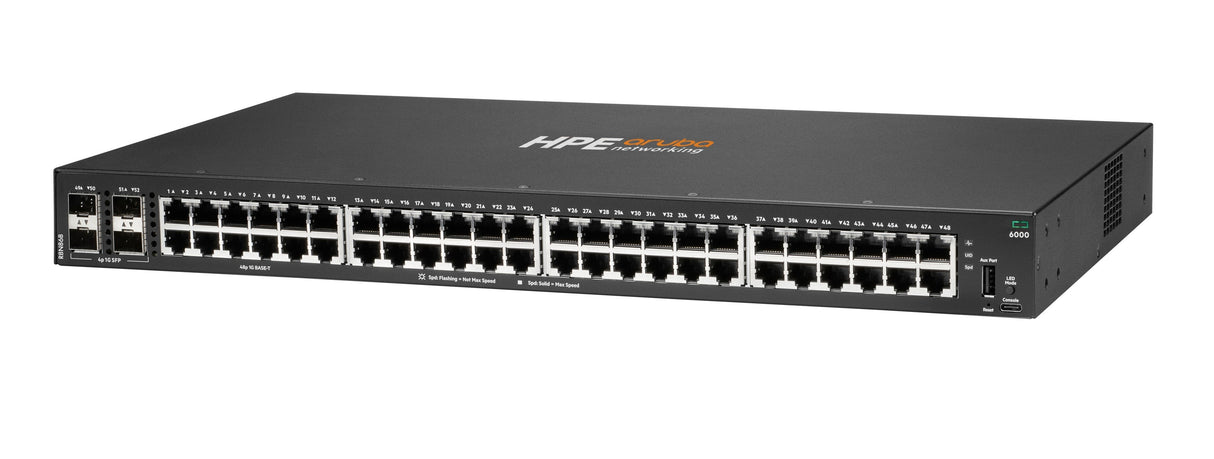 Hpe Aruba Networking Cx 6000 48p 10m/100m/1g 4p Sfp 1g Switch Conmutador Gestionado 48 X 10/100/1000 + 4 X Gigabit Sfp (Enlace Ascendente) Flujo De Aire De Lado A Lado Montable En Rack Montaje En Pared Bto