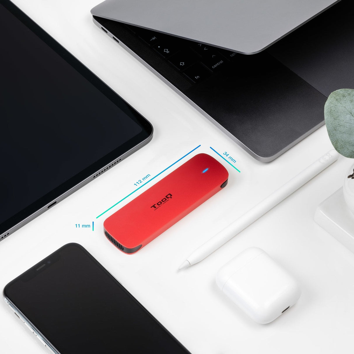 Tooq Caja Externa M.2 Nvme Usb3.1 Gen2 Aluminio - Rojo