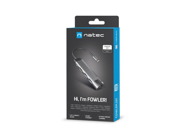 Natec Multiport Fowler Go Usb-C -> Hub Usb 3.0 X2 Hdmi 4k Usb-C Pd Rj45