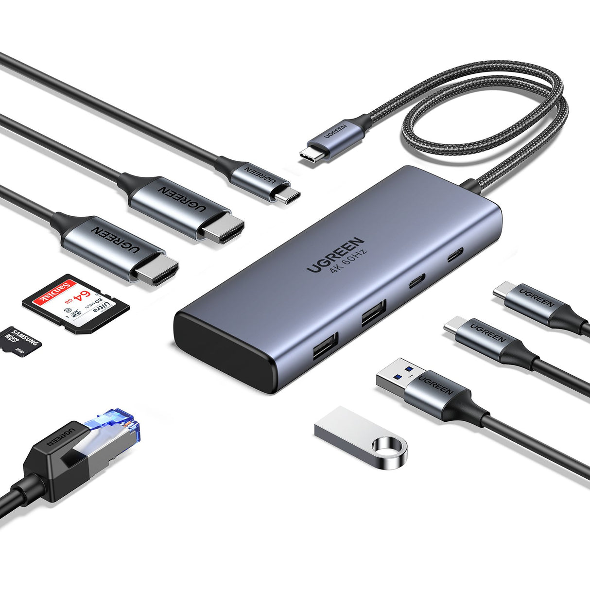 EAN 6941876243792 - Ugreen 7-in-1 USB-C Hub CM498 Acoplamiento Base Gris imagen 2
