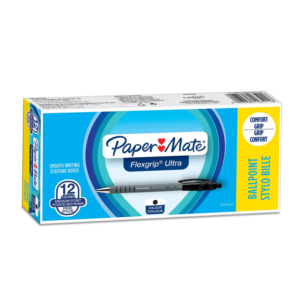 Papermate Flexgrip Ultra Negro Bolígrafo De Punta Retráctil Con Pulsador Medio 12 Pieza(S)