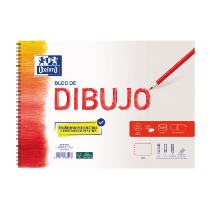 Oxford Bloc Dibujo Escolar T/ Blanda Espiral 20h 130gr A4+ Liso Blanco
