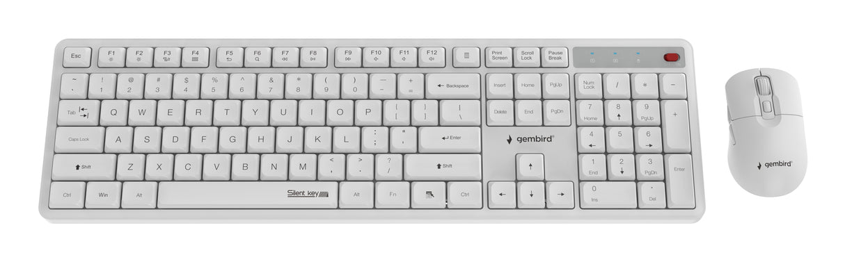 Keyboard +Mouse Wrl Eng/White Kbs-Wms-01-W Gembird