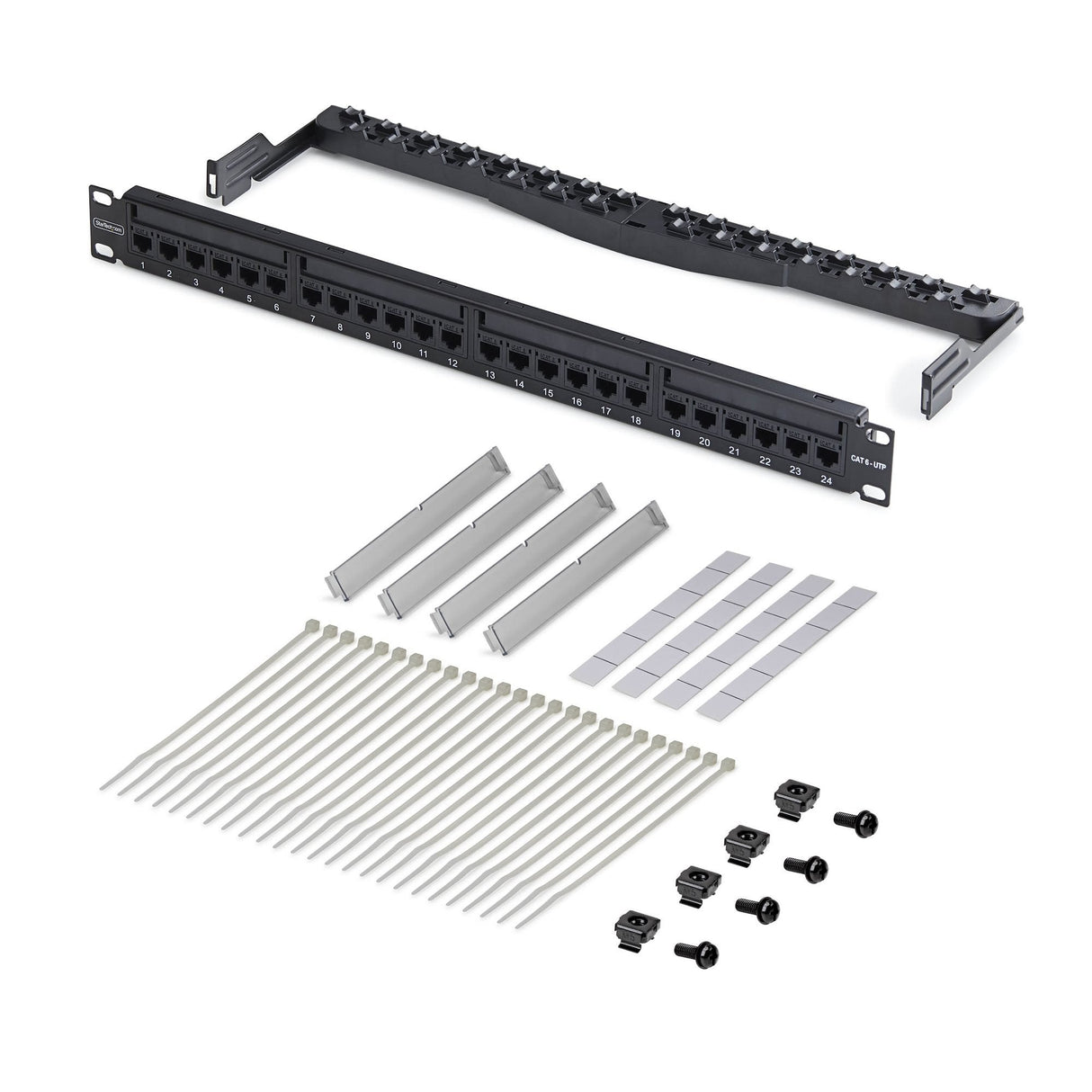 24 Port 1u Feed Through Patch Panel With Cable Management C6panelutp241uft