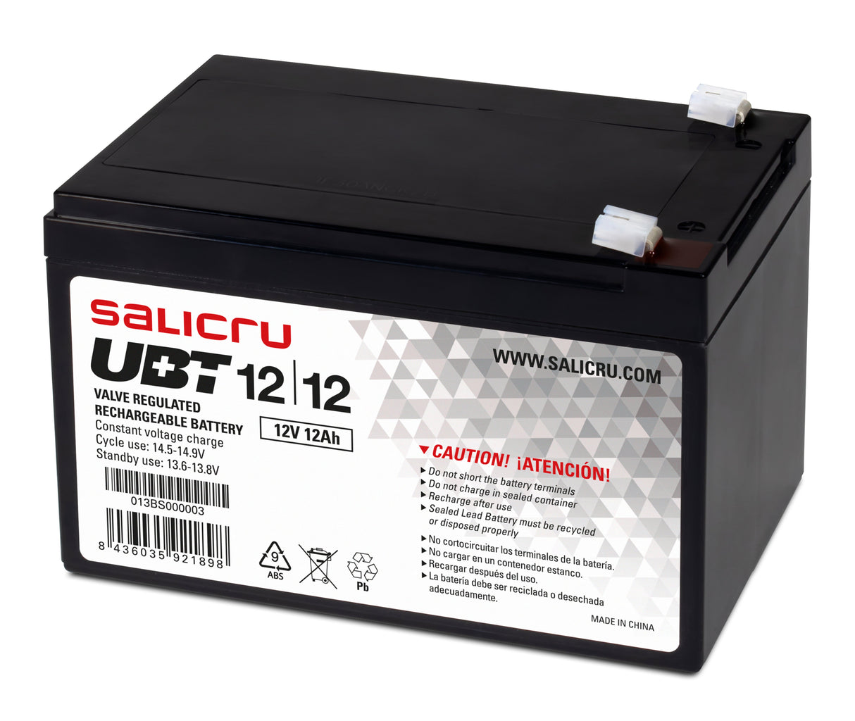 EAN 8436035921898 - Salicru 013BS000003 batería para sistema ups Sealed Lead Acid (VRLA) 12 V 12 Ah imagen 1