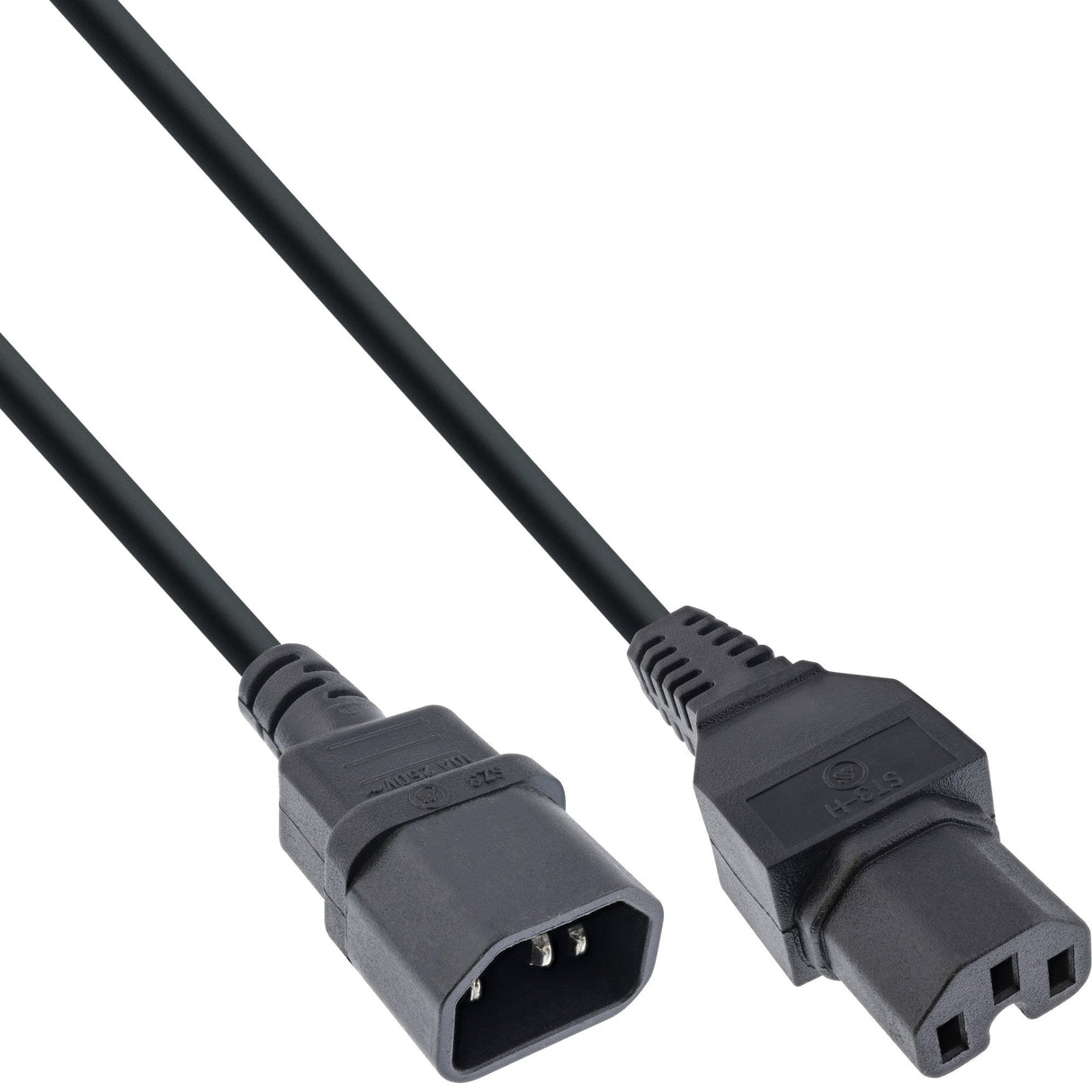 Extensión De Cable De Alimentación Inline, Conector Para Condiciones Calientes Iec-C15 Recto A Iec-C14 Recto, 3,0 M, Negro