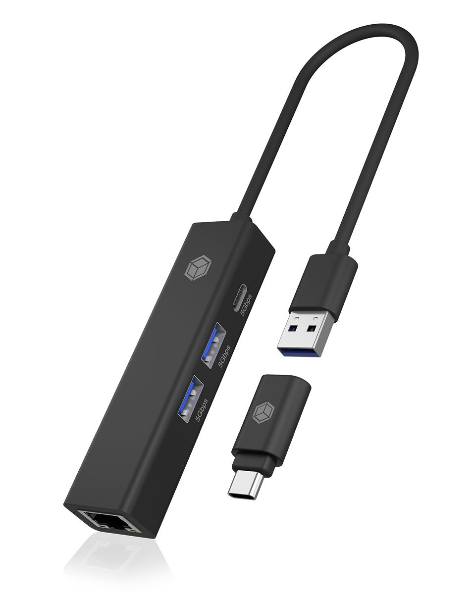 EAN 4250078173410 - ICY BOX IB-HUB1439-LAN Alámbrico USB 3.2 Gen 1 (3.1 Gen 1) Type-A Negro imagen 1
