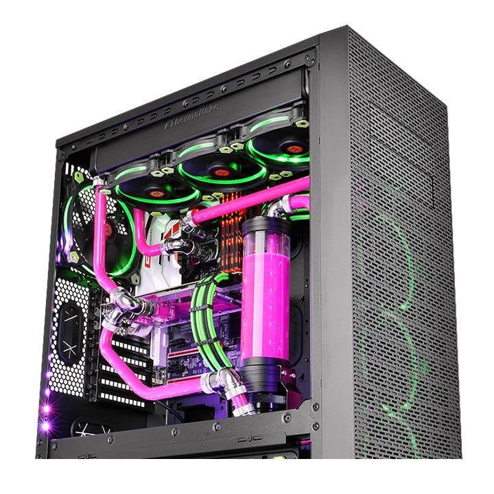 Codo Thermaltake Pacific G1 / 4 Petg Compresión De 90 Grados 16 Mm, Conectores Negros, Cl-W