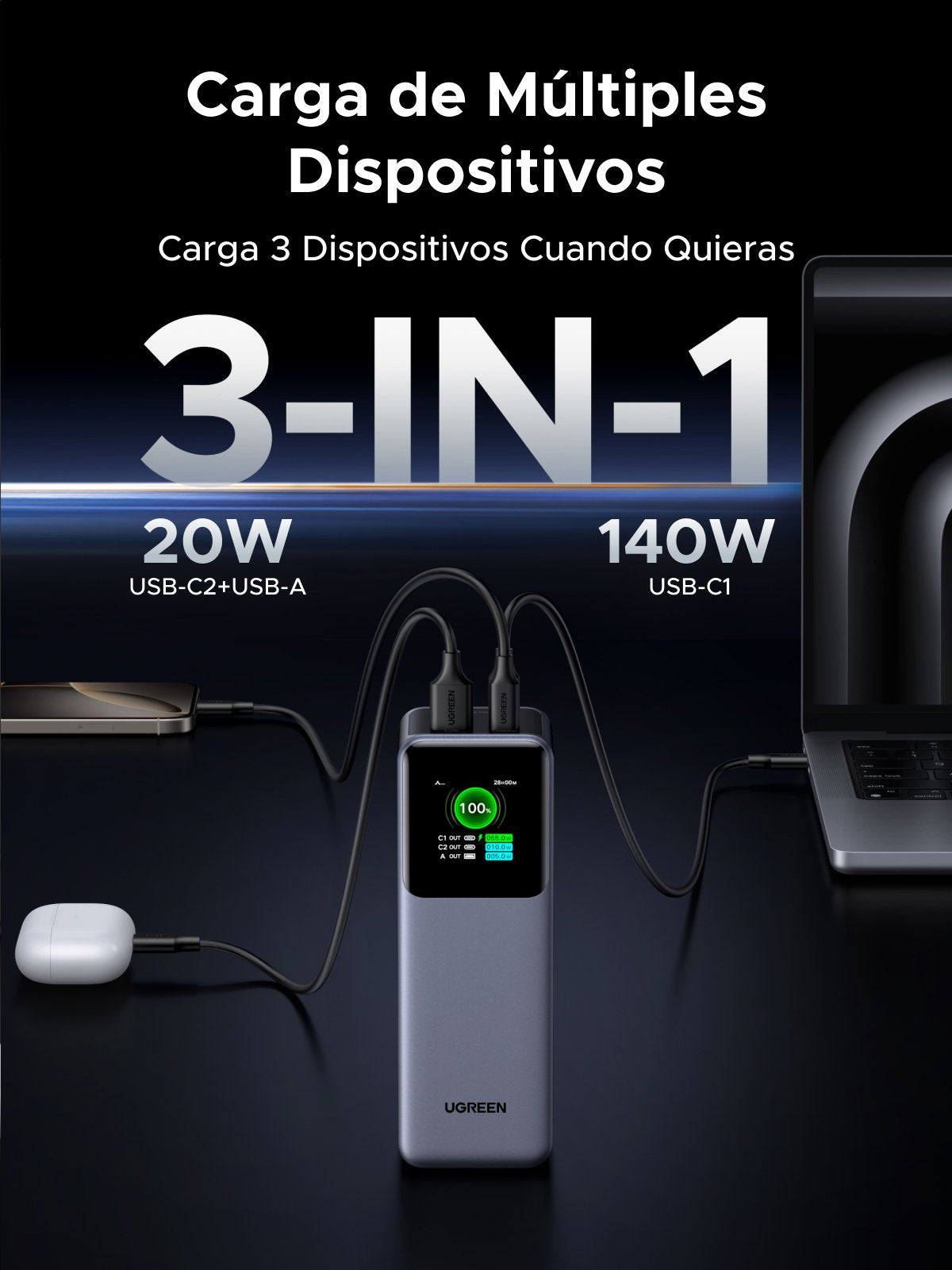 EAN 6941876242931 - Ugreen 25000mAh 200W Fast Charging Powerbank Gris imagen 16