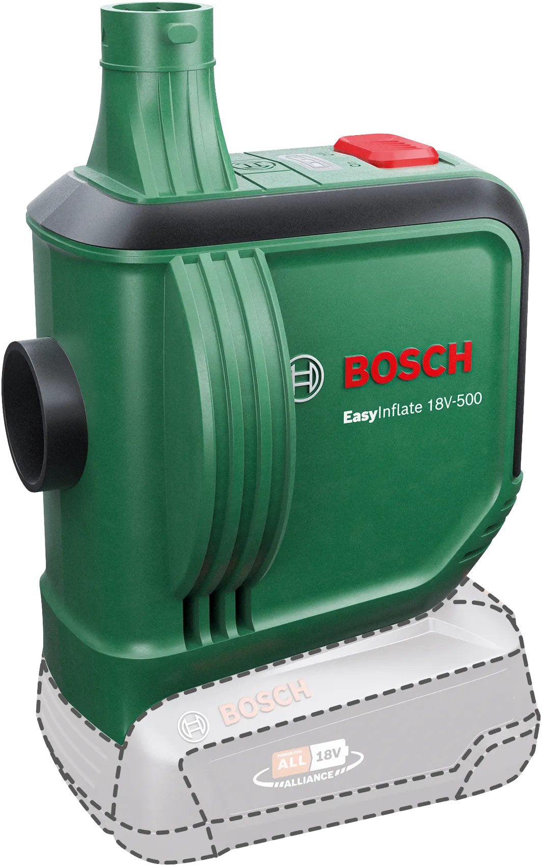 Bomba De Aire Inalámbrica Bosch Easyinflate 18v-500 Solo, 18volt Verde/Negro, Sin Batería Ni Cargador, Power For All Alliance