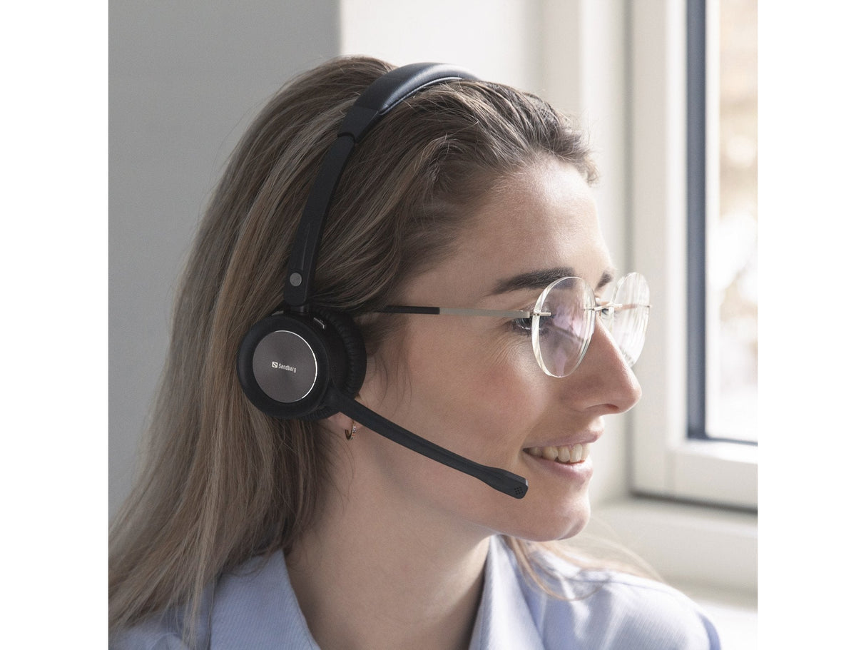 Sandberg Bluetooth Office Headset Pro+ - Kopfhörer - Kopfband - Büro/Callcenter - Schwarz - Binaural