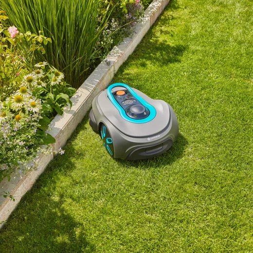 Gardena Robot Cortacésped Smart Sileno Free 800m² Set Gris/Turquesa, Batería Li-Ion, Con Gateway Inteligente, Tecnología Lona 19922-20