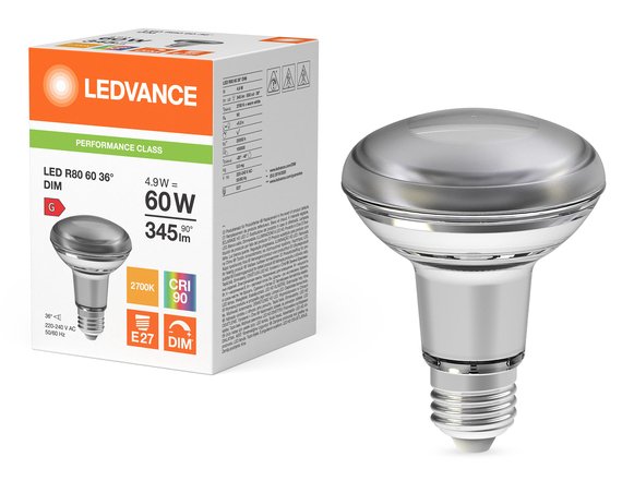 EAN 4099854051234 - Osram LED R80 DIM P lámpara LED Blanco cálido 2700 K 4,9 W E27 G imagen 5