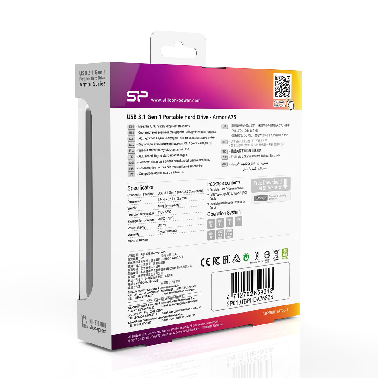 Disco Externo Hdd Silicon Power Armor A75 1000 Gb Plata