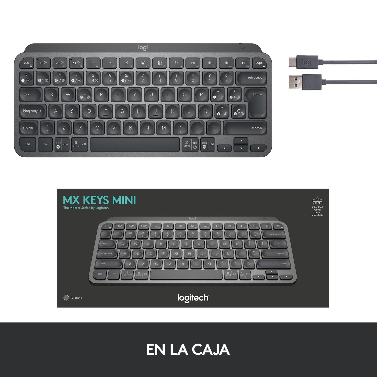 Teclado Español Logitech Mx Keys Mini Rf Wireless + Bluetooth Qwerty Grafito
