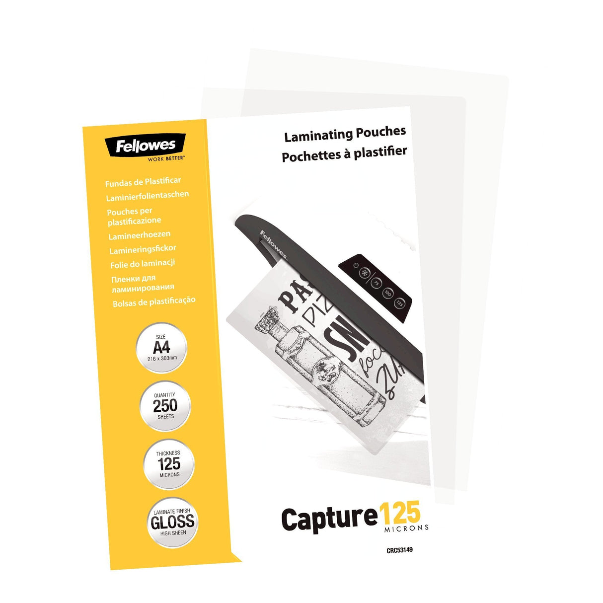 Fellowes Laminierfolie Capture A4 125mikron Glänzend 250p
