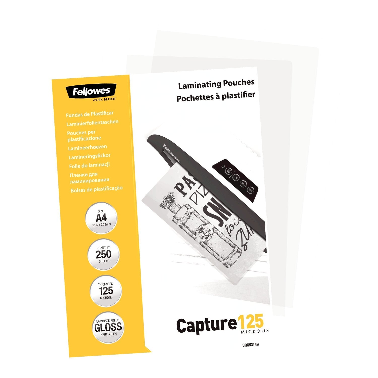 Fellowes Laminierfolie Capture A4 125mikron Glänzend 250p