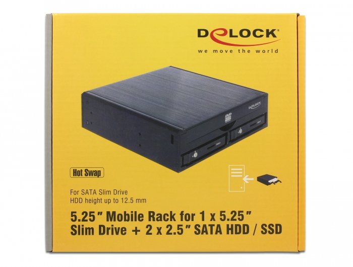 Delock Bastidor Móvil De 5.25" Para 1 X Unidad Delgada De 5.25? + 2 X 2.5? Sata Hdd / Ssd