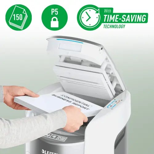 Trituradora Leitz Iq Optimax Autofeed 150, P5, 150 Hojas, 15 L