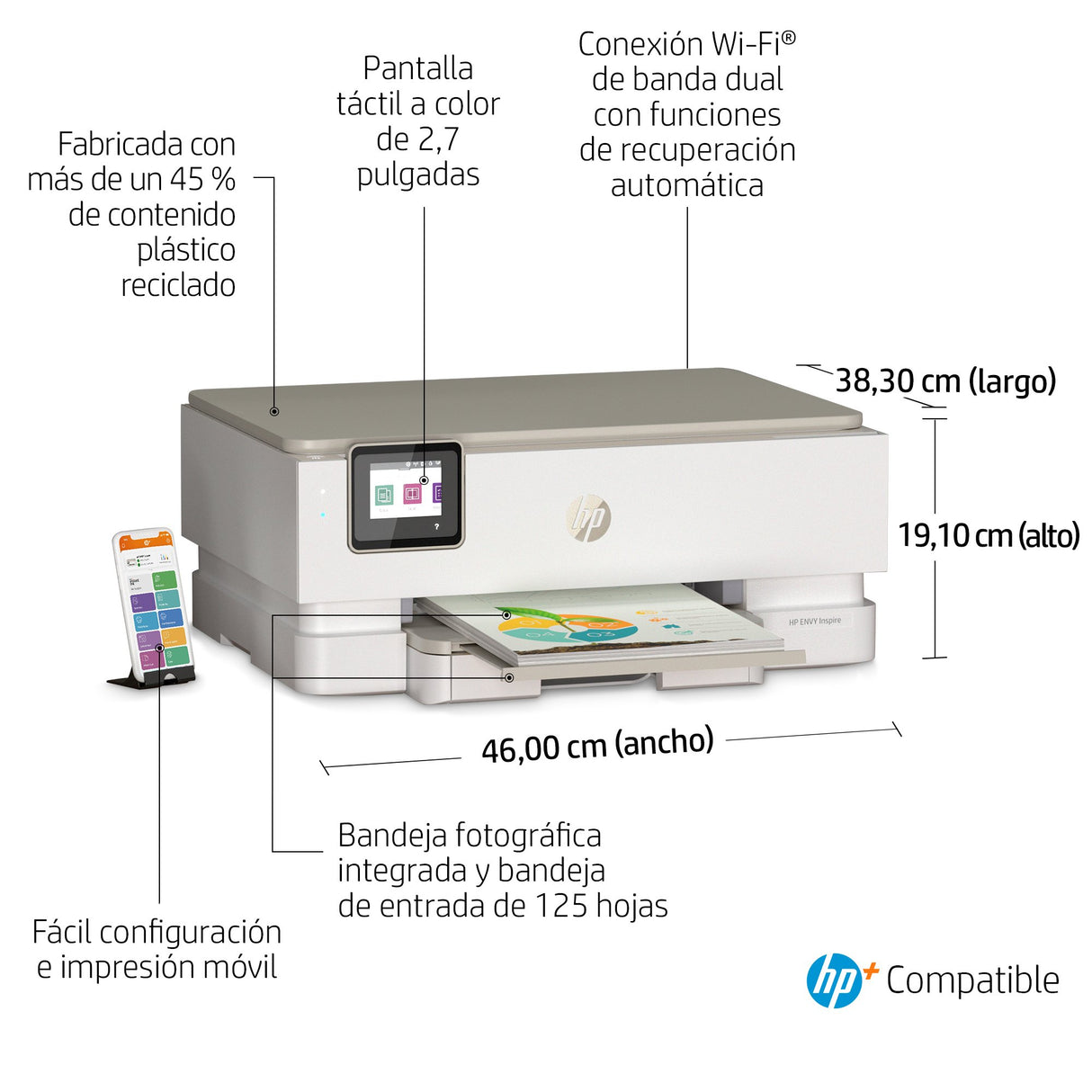 EAN 0195908882558 - HP ENVY Inspire 7224e AiO Porto Prntr Inyección de tinta térmica A4 4800 x 1200 DPI 15 ppm Wifi imagen 6
