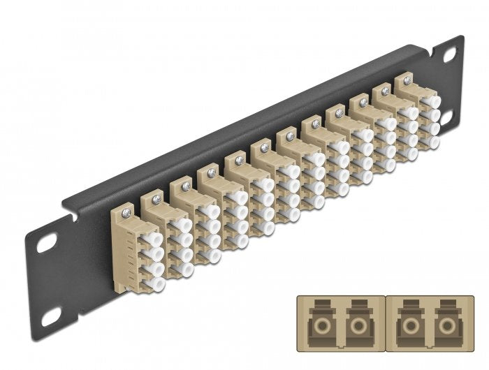 Delock 10" Panel De Conexión Fo 12 Puertos Lc Quad Beige 1 U Negro