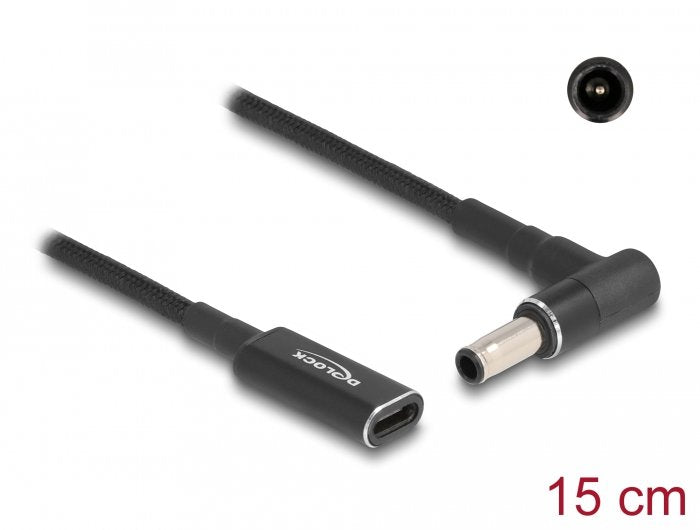 Delock 60042 Cable De Carga Portátil Usb Type-C Hembra A Samsung 5,5 X 3,0 Mm Macho En Ángulo De 90° 15 Cm