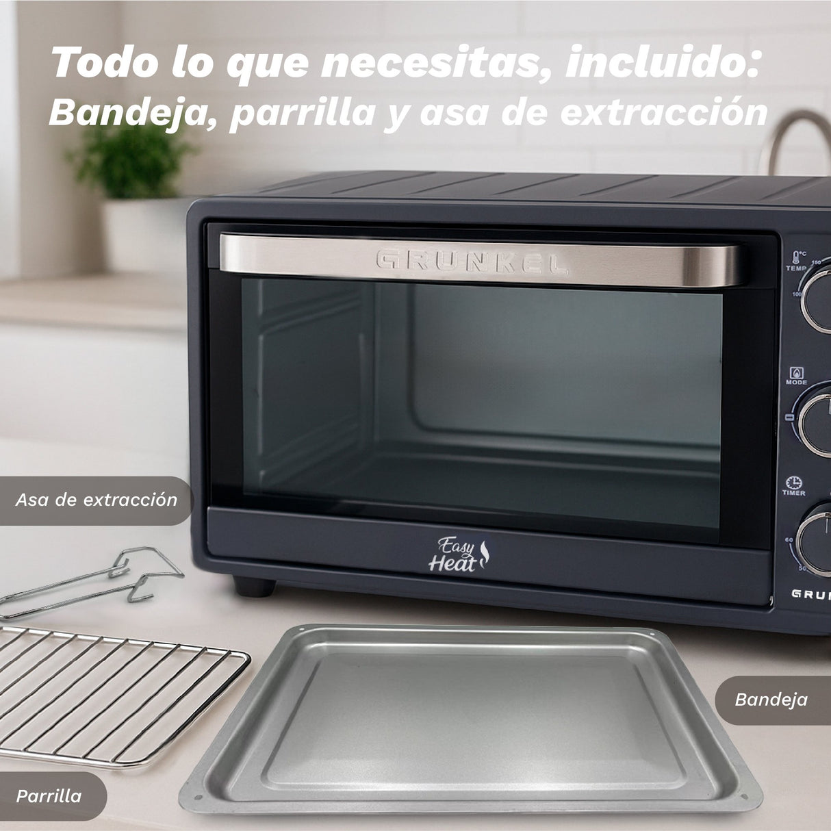 EAN 8426156019239 - Grunkel HR-23EASY horno 23 L 1600 W Negro, Acero inoxidable imagen 7