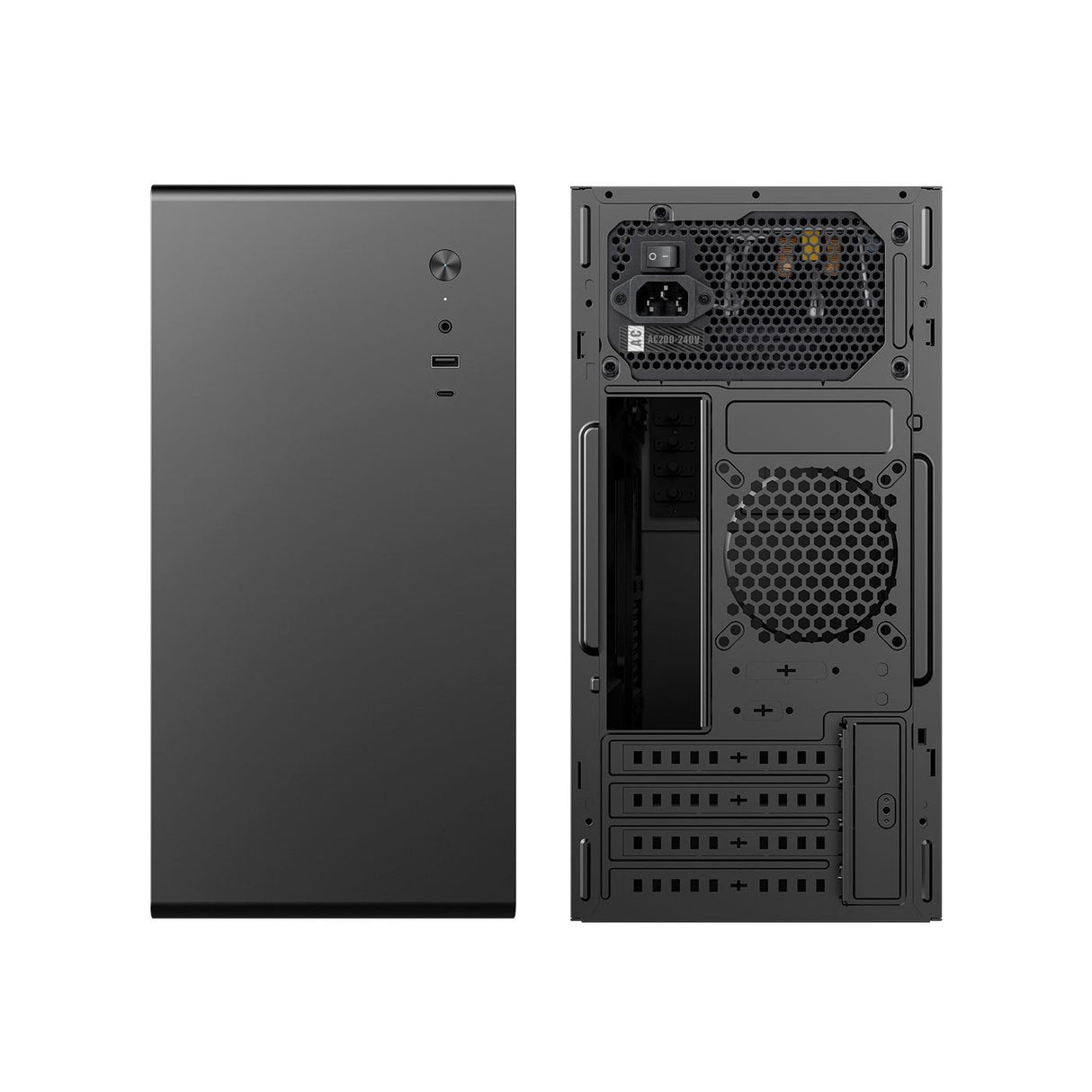 Caja Micro Atx Coolbox M640c Gpu Max 300mm 1x3.5 2x2.5 Color Negro Con Fuente Basic500gr 500w