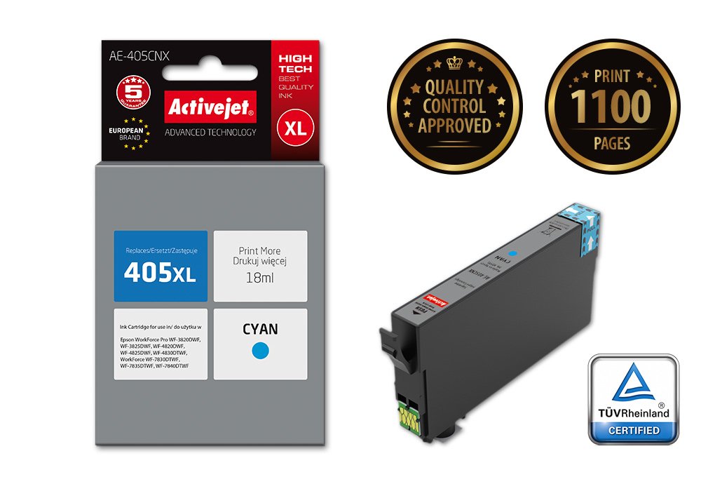 Tinta Activejet Ae-405cnx (Reemplazo Para Epson 405xl C13t05h24010 - Supreme - 18ml - Cyan)