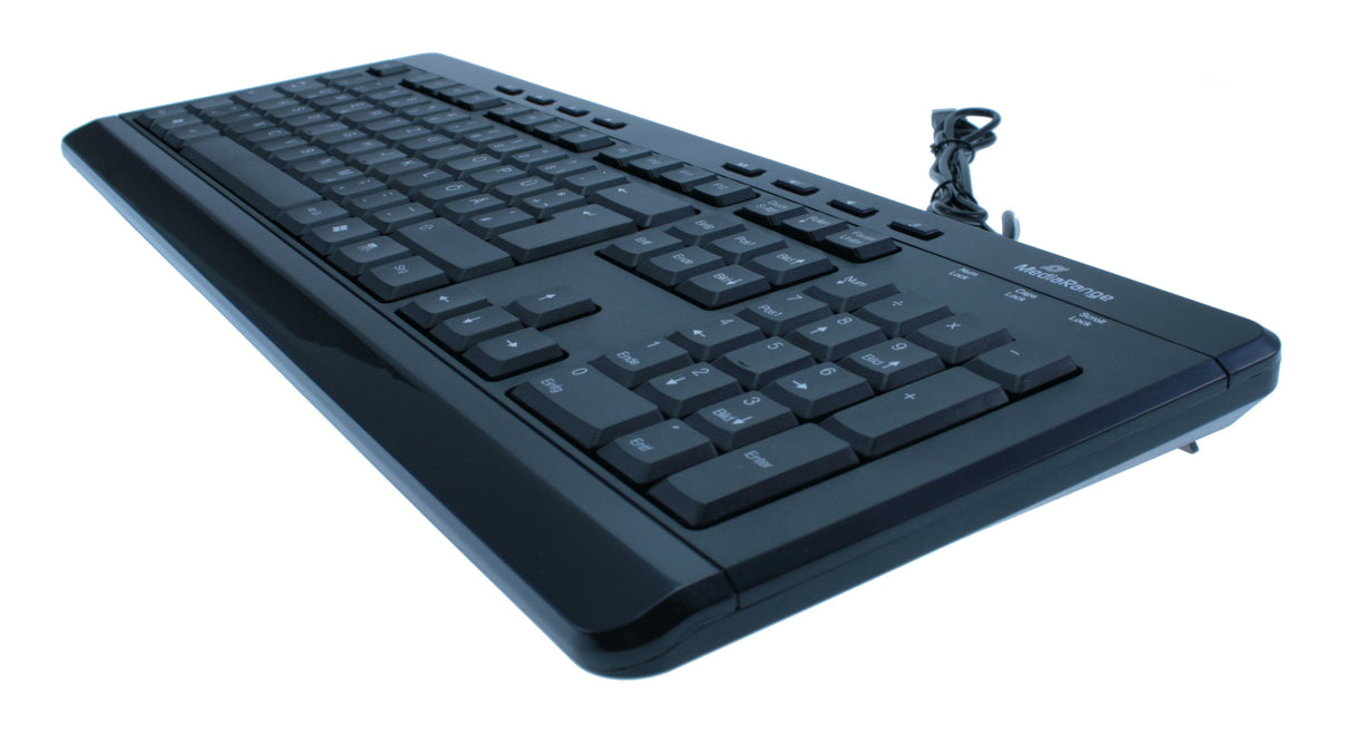 Mediarange Tastatur Multimedia Keyboard Black 8 Sondertasten