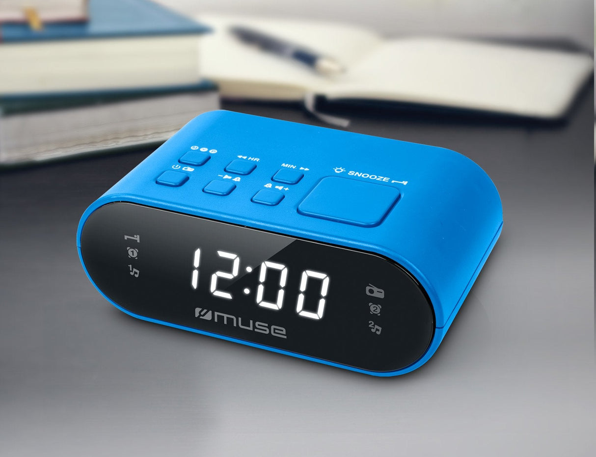 Muse M-10 Azul Radio Despertador Fm Doble Alarma Pantalla Lcd 0.6''