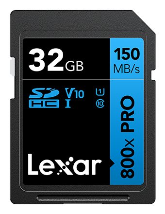 Lexar 32gb Professional 800x Pro Memory Card Sdxc Uhs-I Black Blue