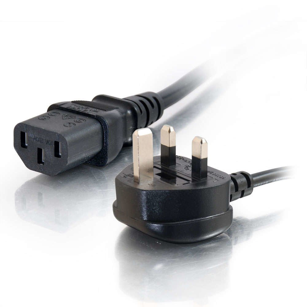 C2g Universal Power Cord Cable De Alimentación Bs 1363 (M) A Power Iec 60320 C13 2 M Moldeado Negro
