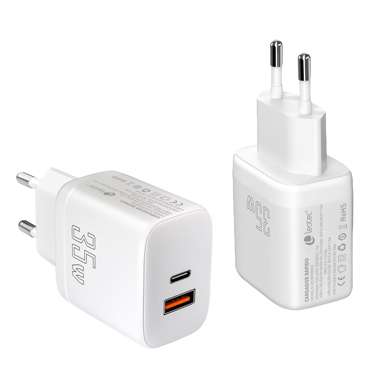 EAN 8436588882554 - Leotec LECSPH35W2W cargador de dispositivo móvil Universal Blanco Corriente alterna Carga rápida Interior imagen 5
