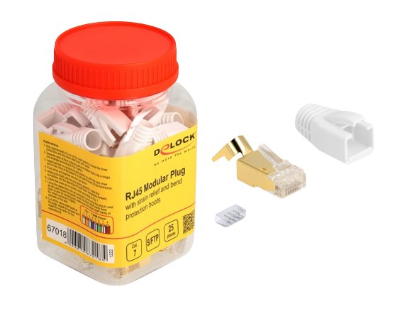 Delock 67018 Conector Modular Rj45 Con Fundas De Protección Cat.7 - 25 Uds