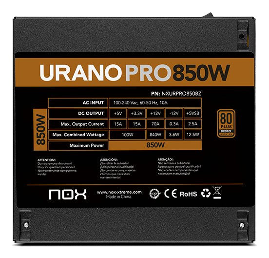 EAN 8436587975530 - NOX Urano PRO 850W Bronze unidad de fuente de alimentación ATX Negro imagen 8