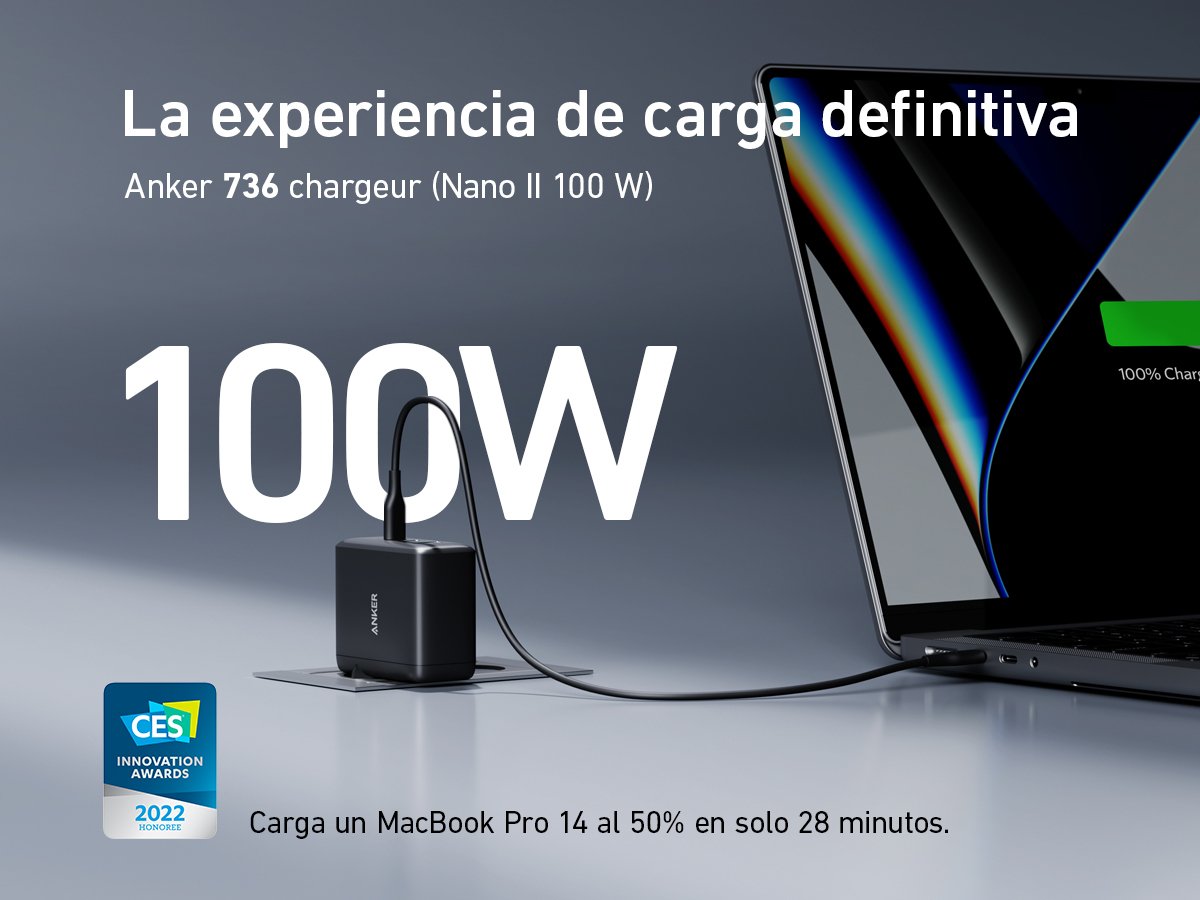Cargador De Pared Anker 736 Nano Ii 1xusb-A 2xusb Tipo-C 100w