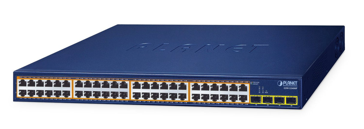 EAN 4711605288477 - PLANET 48-Port 10/100/1000T 802.3at GSW-5240HP No administrado Gigabit Ethernet (10/100/1000) Energía sob imagen 1