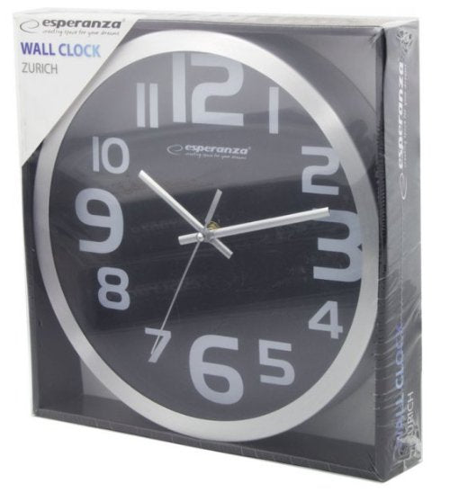 Reloj De Pared Esperanza Ehc013k Wall Clock - Zurich - Black De Cuarzo Ovalado Negro, Blanco