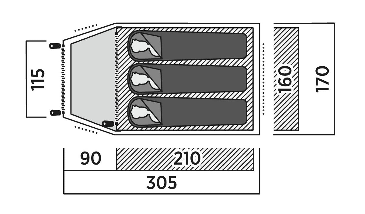 Tienda Domo Easy Camp Setesdal 3 Verde Oliva, Con Porche Túnel, Modelo 2025 120477