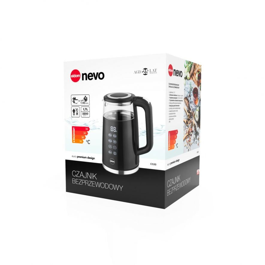 EAN 5908277388003 - ELDOM C530 NEVO tetera eléctrica 1,7 L 2200 W Negro, Transparente imagen 9