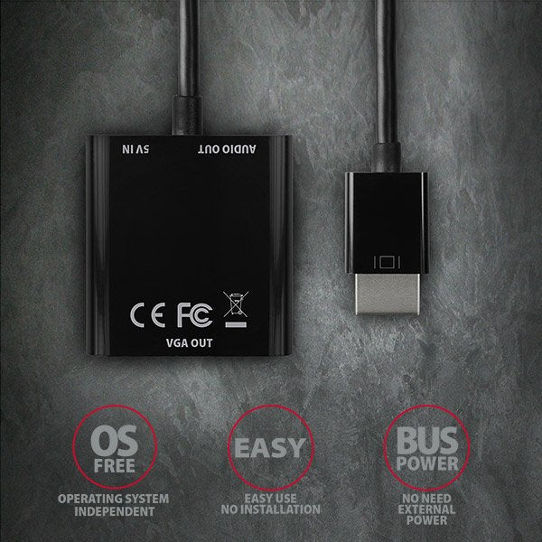 EAN 8595247904409 - Axagon RVH-VGAN adaptador de cable de vídeo 0,15 m HDMI tipo A (Estándar) VGA (D-Sub) Negro imagen 7