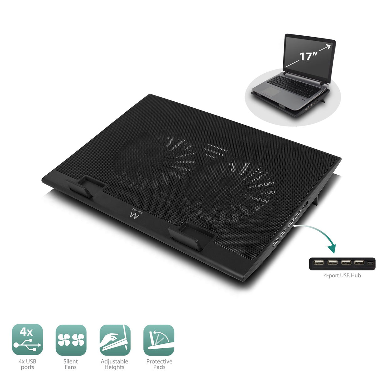 EAN 8054392611926 - Ewent EW1253 almohadilla fría 43,2 cm (17") Negro imagen 5