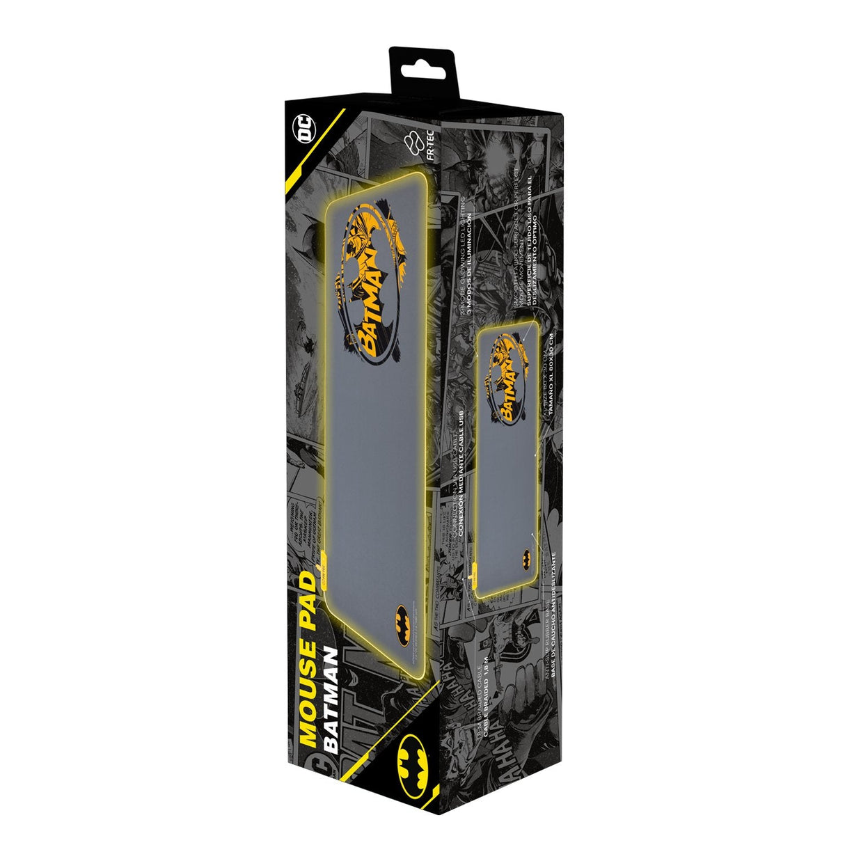 Fr-Tec Batman Alfombrilla Para Teclado Y Raton Xl - Luz Led En Bordes - Diseño Antideslizante - Diferentes Modos De