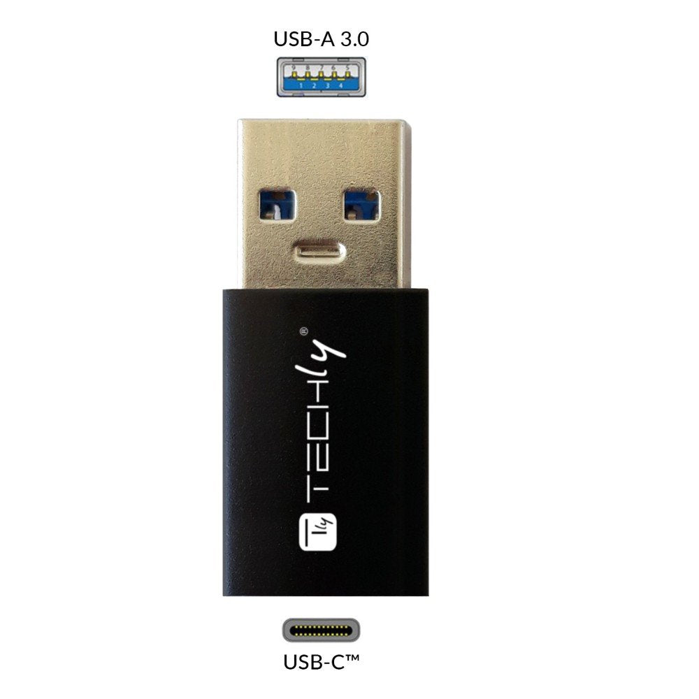 Adaptador Usb-A M A Usb-C F, Usb 3.0, Negro